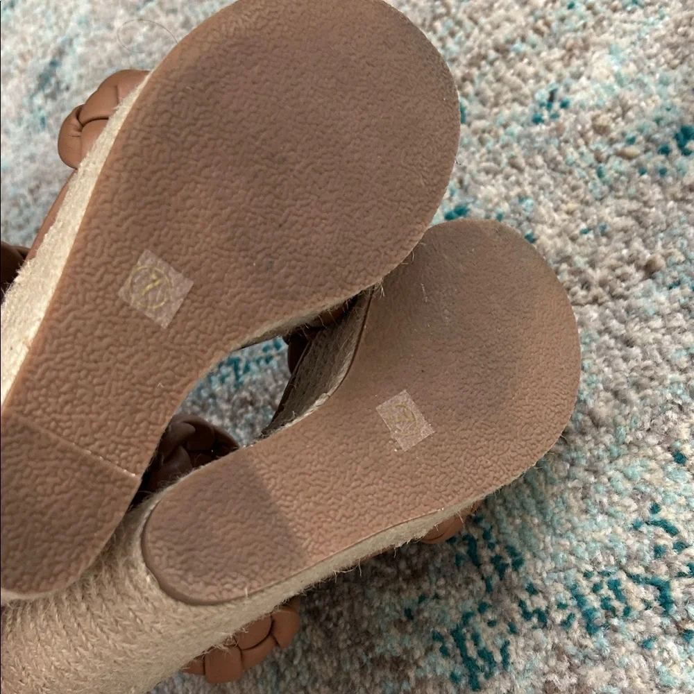 Tan Braided Wedge Sandals